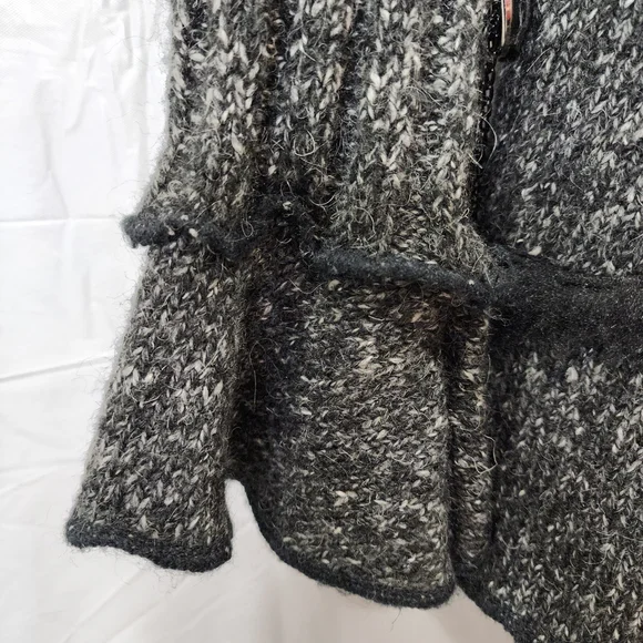 Romantic Knit Cardigan Charcoal Gray Ruffle Trim Vintage Style Button Front Size - Picture 10 of 12